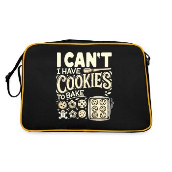 Ich kann nicht, ich muss Kekse backen - Retro Tasche - Schwarz/Gold - Hinten