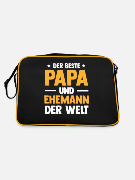 Bester Papa Und Ehemann Herrentag Vatertag - Retro Tasche - Schwarz/Gold - Hinten