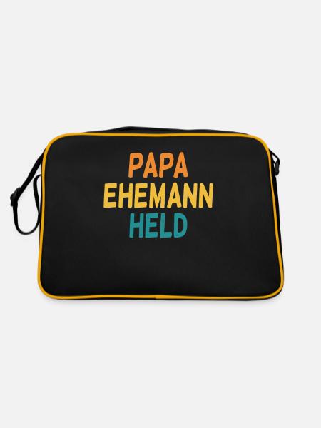 Papa, mari, héros, journée des hommes et journée de randonnée - Sac Retro - noir/or - Dos