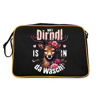 Trachtenshirt Damen Trachten T-Shirt Dirndl Ersatz - Retro Tasche - Schwarz/Gold - Hinten