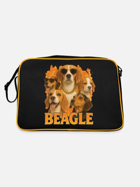 Beagle - Retro Tasche - Schwarz/Gold - Hinten