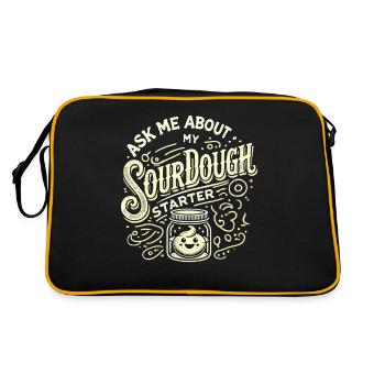 Fragen Sie mich nach meinem Sauerteigstarter - Retro Tasche - Schwarz/Gold - Hinten