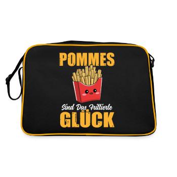 Pommes Sind das Frittierte Glück Pommesdude Brater - Retro Tasche - Schwarz/Gold - Hinten