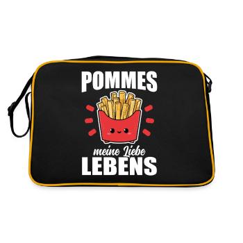 Pommes Pommesbuden Brater - Retro Tasche - Schwarz/Gold - Hinten