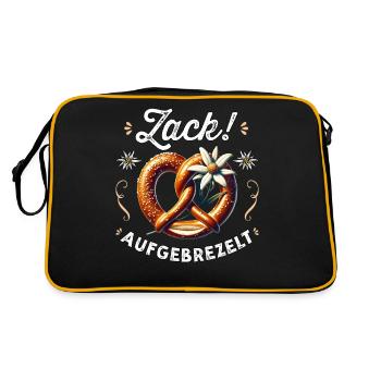 Trachten T-Shirt Damen Trachtenshirt Dirndl Shirt - Retro Tasche - Schwarz/Gold - Hinten