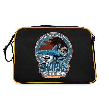 Les requins me rendent heureux. Conception aquaholique - Sac Retro - noir/or - Dos