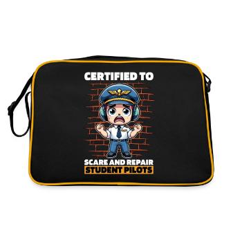 Flight Instructor Certified To Scare Pilot School - Retro Bag - black/gold - Back