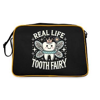 Real Life Zahnfee - Retro Tasche - Schwarz/Gold - Hinten