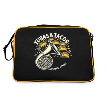 Tubas und Tacos - eine perfekte Kombination - Retro Tasche - Schwarz/Gold - Hinten