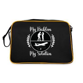 Flight Instructor My Problem My Pictogram Mom Dad - Retro Bag - black/gold - Back