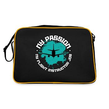 Flight Instructor My Passion My Aviation Teacher - Retro Bag - black/gold - Back