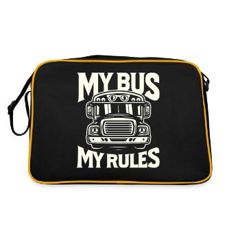 Mein Bus Meine Regeln - Retro Tasche - Schwarz/Gold - Hinten