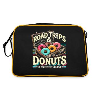 Road Trips und Donuts - Retro Tasche - Schwarz/Gold - Hinten
