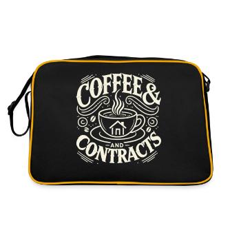 Kaffee und Verträge - Retro Tasche - Schwarz/Gold - Hinten