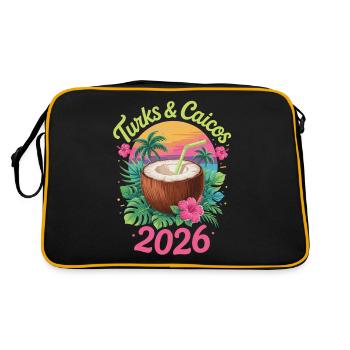 Turks- und Caicosinseln - Retro Tasche - Schwarz/Gold - Hinten