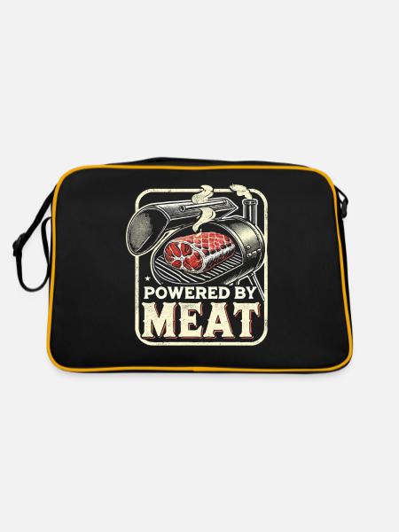Powered by Fleisch - Retro Tasche - Schwarz/Gold - Hinten