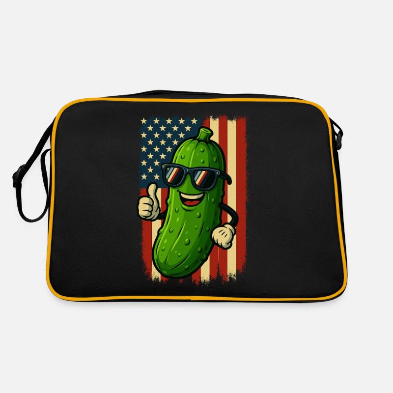 États-Unis Patriotic Concombre Pouces Levés Fun - Sac Retro - noir/or
