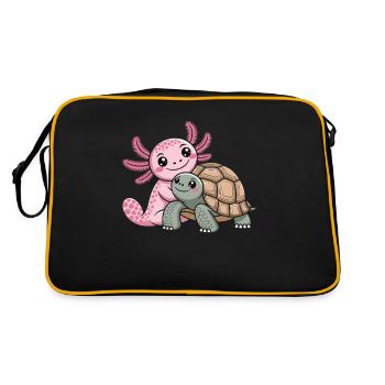 Axolotl hugs his turtle and proves that - Retro Bag - black/gold - Back