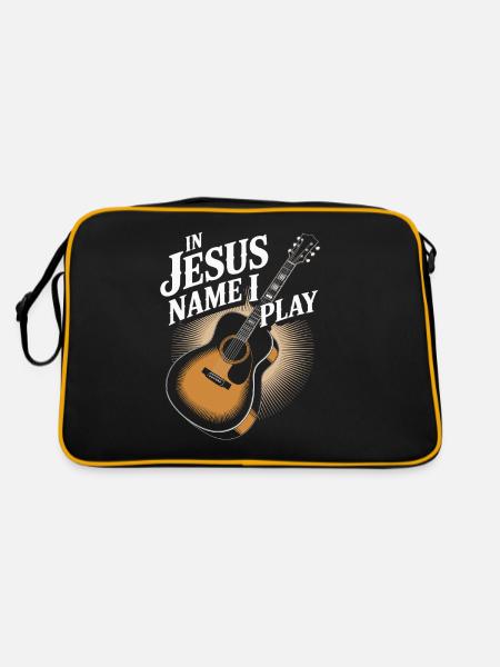 Au nom de Jésus, je joue de la guitare - Sac Retro - noir/or - Dos