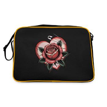 Coeur avec Rose avec épingle à nourrice, Amour, Tatouage - Sac Retro - noir/or - Dos