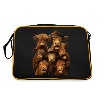 Kuh - Retro Tasche - Schwarz/Gold - Hinten