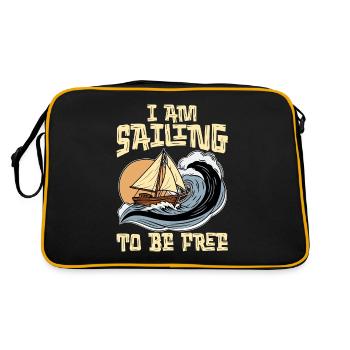 Voile Je navigue pour être libre Passionné de bateau - Sac Retro - noir/or - Dos