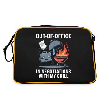 Out of Office In Negotiations with My Grill Labor - Retro Tasche - Schwarz/Gold - Hinten