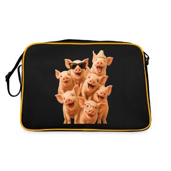 Schwein - Retro Tasche - Schwarz/Gold - Hinten