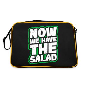 Now We Have The Salad Lustige Denglisch - Retro Tasche - Schwarz/Gold - Hinten