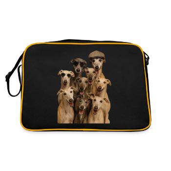 Windhund - Retro Tasche - Schwarz/Gold - Hinten