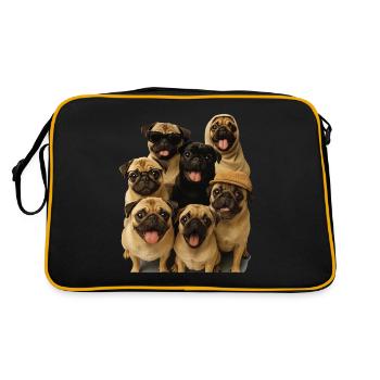 Mops - Retro Tasche - Schwarz/Gold - Hinten