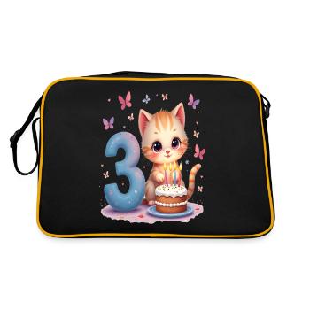 Chaton mignon 3ème anniversaire fille - Sac Retro - noir/or - Dos