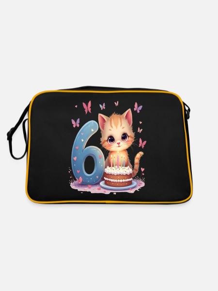 chaton mignon fille d’anniversaire 6e anniversaire - Sac Retro - noir/or - Dos