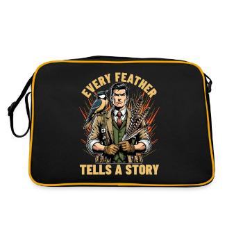 Ornithology Every Feather Tells A Story Zoologist - Retro Tasche - Schwarz/Gold - Hinten