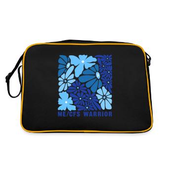 ME CFS Warrior Blumenmuster - Retro Tasche - Schwarz/Gold - Hinten