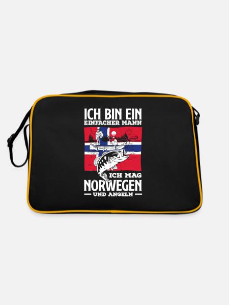Norvège Pêche Dire Drôle Design - Sac Retro - noir/or - Dos
