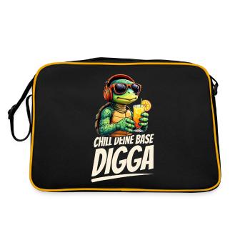 Lustige DJ Schildkröte Sonnenbrille Chill deine - Retro Tasche - Schwarz/Gold - Hinten