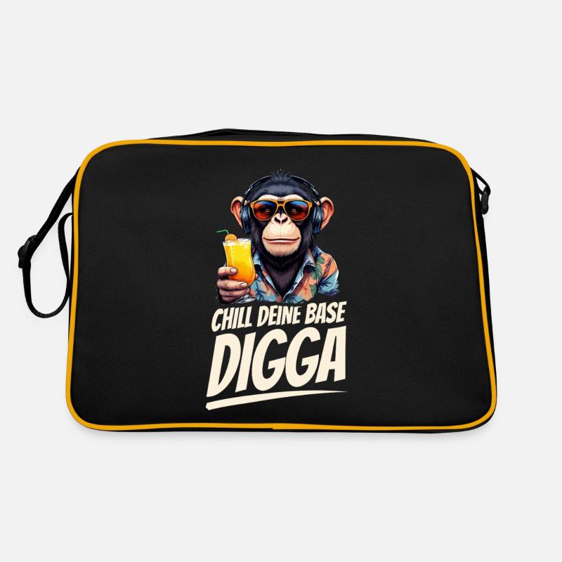 Lustige DJ Affe mit Sonnenbrille Chill deine Base Retro Tasche
