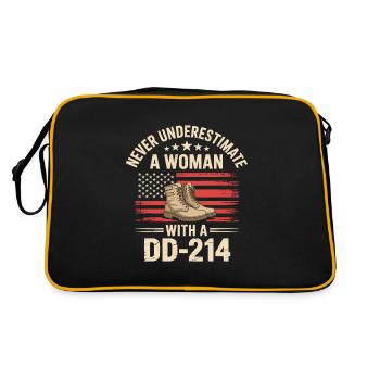 Ne sous-estimez jamais une femme avec un DD 214 - Sac Retro - noir/or - Dos