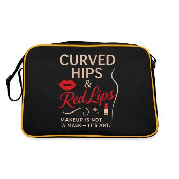 Geschwungene Hüften und rote Lippen - Retro Tasche - Schwarz/Gold - Hinten