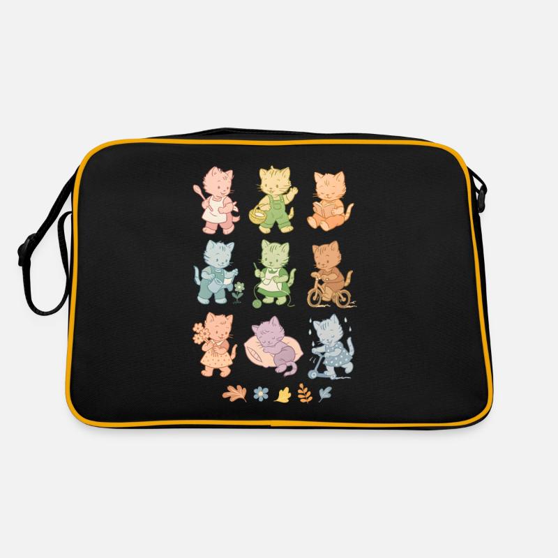 Verspielte Retro-Katzen | Vintage Look Retro Tasche