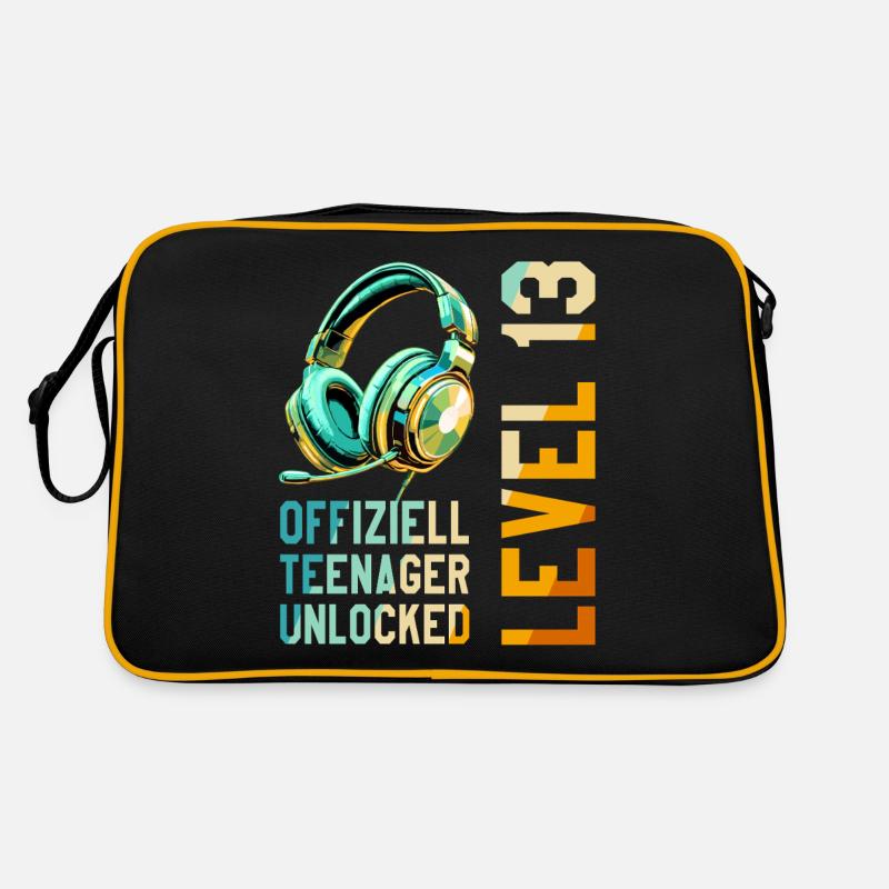 13. Geburtstag Junge - Retro Tasche - Schwarz/Gold