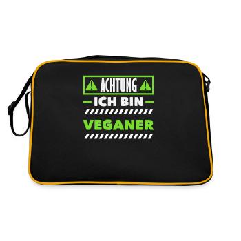 Attention Je suis végétalien Drôle Cadeau végétalien - Sac Retro - noir/or - Dos