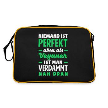 Attention Je suis végétalien Drôle Cadeau végétalien - Sac Retro - noir/or - Dos