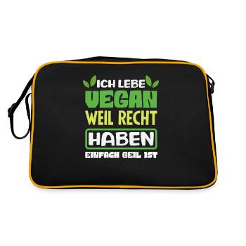 Attention Je suis végétalien Drôle Cadeau végétalien - Sac Retro - noir/or - Dos