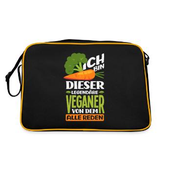 Attention Je suis végétalien Drôle Cadeau végétalien - Sac Retro - noir/or - Dos