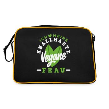 Attention Je suis végétalien Drôle Cadeau végétalien - Sac Retro - noir/or - Dos