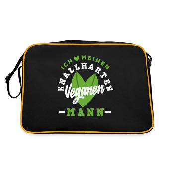 Attention Je suis végétalien Drôle Cadeau végétalien - Sac Retro - noir/or - Dos