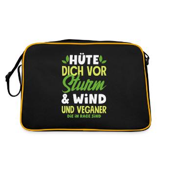 Attention Je suis végétalien Drôle Cadeau végétalien - Sac Retro - noir/or - Dos