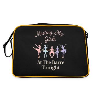 Treffen mit meinen Mädchen an der Barre heute - Retro Tasche - Schwarz/Gold - Hinten